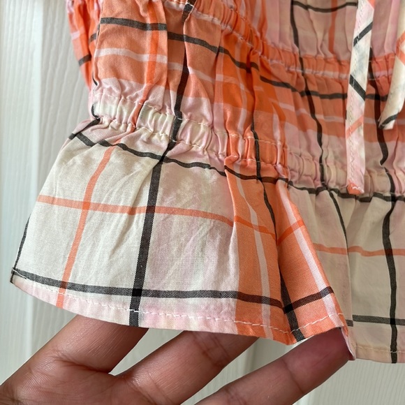 Abound coral plaid blouse puff sleeve country cowgirl western - Picture 5 of 7